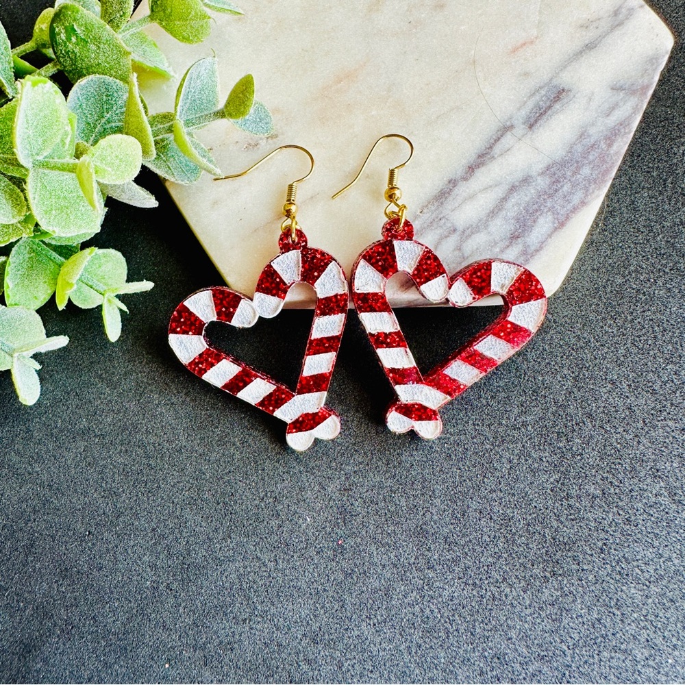 Candy Cane Earrings Christmas Gift Jewelry Festival Glitter earrings